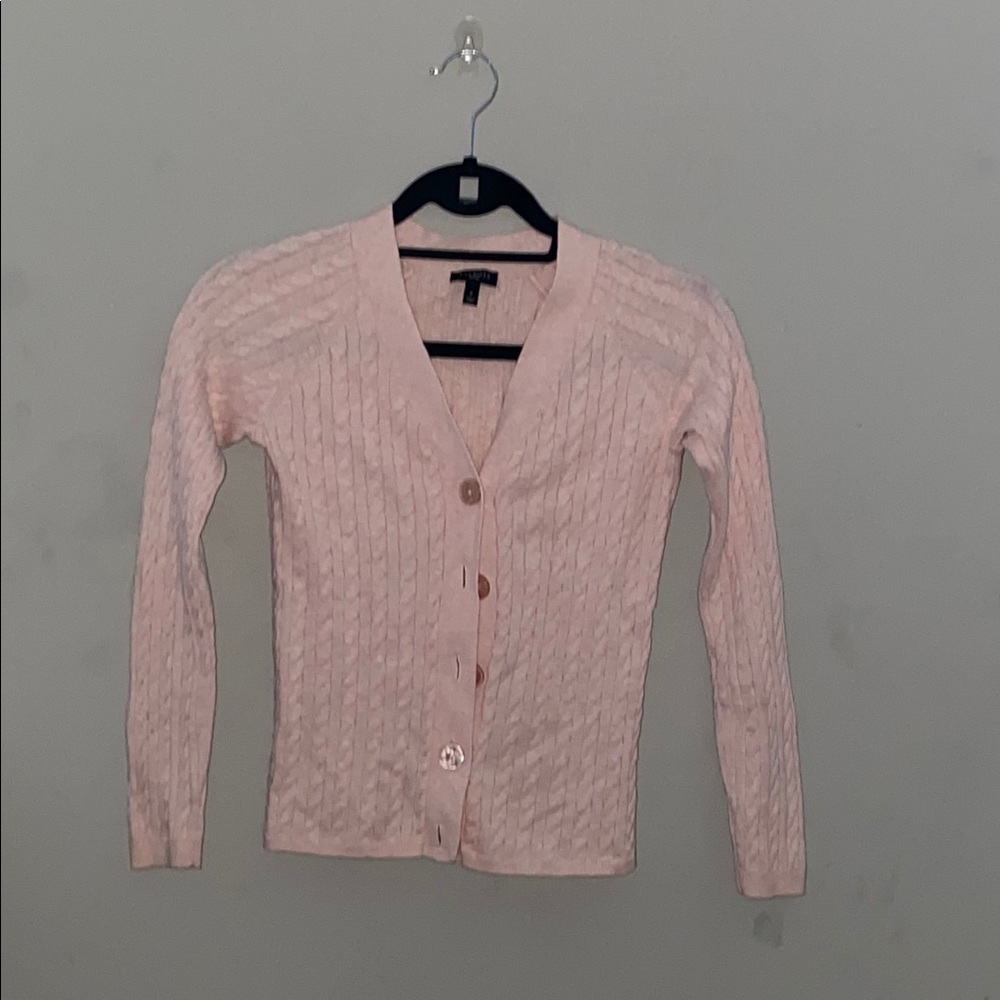 Talbots Pink Cable Knit Cardigan Sweater